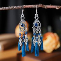 1 Pair Simple Style Classic Style Flower Inlay Alloy Turquoise Drop Earrings main image 4