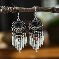 1 Pair Ethnic Style Flower Inlay Metal Rhinestones Drop Earrings sku image 3