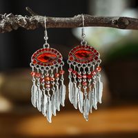 1 Pair Ethnic Style Flower Inlay Metal Rhinestones Drop Earrings sku image 5