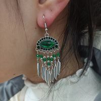 1 Pair Ethnic Style Flower Inlay Metal Rhinestones Drop Earrings sku image 1