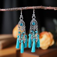 1 Pair Simple Style Classic Style Flower Inlay Alloy Turquoise Drop Earrings main image 1