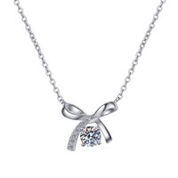 Sterling Silver Elegant Simple Style Bow Knot GRA Plating Moissanite Zircon Pendant Necklace sku image 2