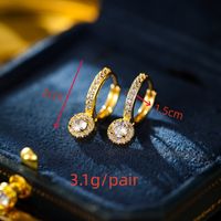 1 Pair Simple Style Classic Style Solid Color Plating Inlay Copper Zircon Gold White  Earrings main image 2