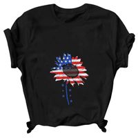 Women's T-shirt Short Sleeve T-Shirts Printing Patchwork Streetwear Mouth American Flag main image 3
