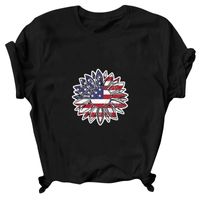 Women's T-shirt Short Sleeve T-Shirts Printing Patchwork Streetwear Mouth American Flag main image 5