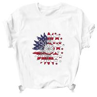 Frau T-Shirt Kurzarm T-Shirts Drucken Patchwork Strassenmode Stern Amerikanische Flagge Blume main image 4