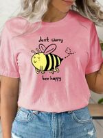 Women's T-shirt Short Sleeve T-Shirts Round Casual Cartoon Bee main image 2