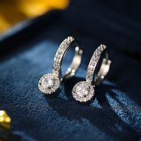 1 Pair Simple Style Classic Style Solid Color Plating Inlay Copper Zircon Gold White  Earrings main image 4