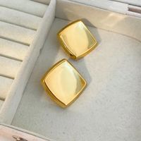 1 Pair Basic Vintage Style Classic Style Square Polishing 304 Stainless Steel 18K Gold Plated Ear Studs main image 3