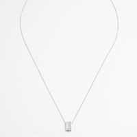 Sterling Silver White Gold Plated Elegant Glam Romantic Plating Triangle Round Rectangle Pendant Necklace main image 4