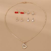 IG Style Modern Style Simple Style Fruit Heart Shape Bow Knot Alloy Inlay Artificial Pearls Rhinestones Women's Earrings Necklace sku image 2