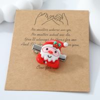 Women's Cute Lady Sweet Santa Claus Snowman Alloy Resin Hair Clip sku image 2