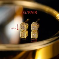 1 Paar Einfacher Stil Klassischer Stil Einfarbig Überzug Inlay Kupfer Zirkon 18 Karat Vergoldet Ohrringe Aus Knorpel main image 2