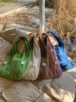 Women's Medium Knit Solid Color Flower Basic Vintage Style Weave Square Open Shoulder Bag main image 1
