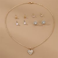 IG Style Modern Style Simple Style Fruit Heart Shape Bow Knot Alloy Inlay Artificial Pearls Rhinestones Women's Earrings Necklace sku image 6