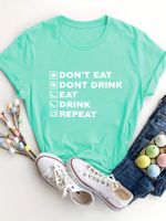 Women's T-shirt Short Sleeve T-Shirts Round Casual Letter main image 3