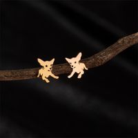 1 Pair Sweet Simple Style Artistic Dog Polishing 304 Stainless Steel 18K Gold Plated Ear Studs main image 3