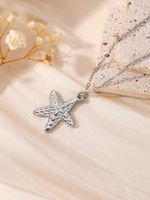 304 Stainless Steel Silver Plated Modern Style Simple Style Commute Starfish Heart Shape Shell Pendant Necklace sku image 12