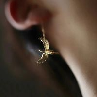 1 Pair Simple Style Classic Style Bird Plating Carving Copper Gold Plated Dangling Earrings main image 2