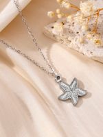 304 Stainless Steel Silver Plated Modern Style Simple Style Commute Starfish Heart Shape Shell Pendant Necklace sku image 8