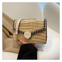 Women's Medium Pu Leather Solid Color Crocodile Streetwear Magnetic Buckle Square Bag main image 4