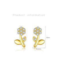 1 Pair IG Style Shiny Flower Plating Inlay Sterling Silver Zircon 18K Gold Plated Ear Studs main image 4