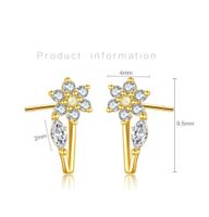 1 Pair IG Style Shiny Flower Plating Inlay Sterling Silver Zircon 18K Gold Plated Ear Studs main image 3