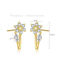 1 Paire Style IG Brillant Fleur Placage Incruster Argent Sterling Zircon Plaqué Or 18K Boucles D'Oreilles main image 3