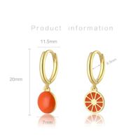 1 Pair Casual Simple Style Fruit Heart Shape Fish Asymmetrical Epoxy Stoving Varnish Sterling Silver Drop Earrings main image 3