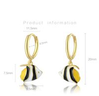 1 Pair Casual Simple Style Fruit Heart Shape Fish Asymmetrical Epoxy Stoving Varnish Sterling Silver Drop Earrings main image 2