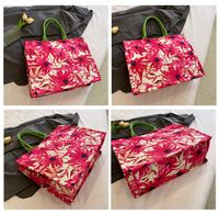 Women's Large Canvas Flower Vintage Style Zipper Tote Bag main image 8