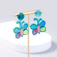 2 Pieces Cute Sweet Animal Flower Painted Arylic Drop Earrings main image 4