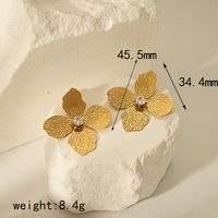 1 Pair Vintage Style Lady Classic Style Flower Plating Inlay 304 Stainless Steel Artificial Pearls Zircon 18K Gold Plated Drop Earrings Ear Studs sku image 1