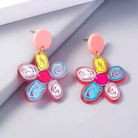 2 Pieces Cute Sweet Animal Flower Painted Arylic Drop Earrings main image 1
