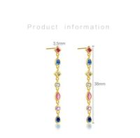 1 Pair Shiny Geometric Inlay Sterling Silver Zircon 18K Gold Plated Drop Earrings main image 2