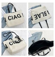 Women's Large Canvas Letter Basic Classic Style Open Tote Bag main image 5