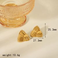 1 Pair Vintage Style Classic Style Triangle Geometric Spiral Stripe Plating 304 Stainless Steel 18K Gold Plated Ear Studs sku image 3