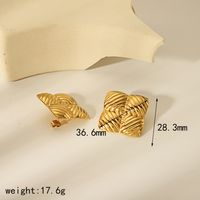 1 Pair Vintage Style Classic Style Triangle Geometric Spiral Stripe Plating 304 Stainless Steel 18K Gold Plated Ear Studs sku image 4