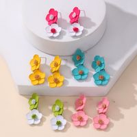 1 Paire Style IG Élégant Sucré Fleur Plastique Boucles D'oreilles main image 3