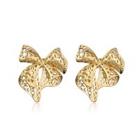 1 Pair Elegant Bow Knot Plating Inlay Copper Zircon Gold Plated Ear Studs main image 4