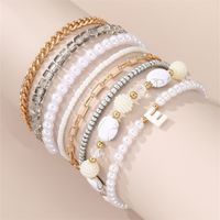 IG Style Hawaiian Vacation Geometric Imitation Pearl Alloy Wholesale Anklet sku image 2