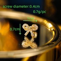 1 Piece Simple Style Bow Knot Plating Inlay Copper Rhinestones 18K Gold Plated Palladium White K Ear Studs main image 2
