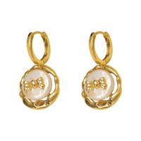 1 Pair Modern Style Simple Style Bow Knot Plating Copper Freshwater Pearl 18K Gold Plated Drop Earrings main image 6