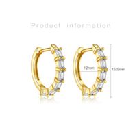 1 Pair Simple Style Shiny Geometric Inlay Sterling Silver Zircon 18K Gold Plated Earrings main image 2