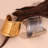 304 Stainless Steel 18K Gold Plated Simple Style Classic Style Solid Color Bangle main image 1