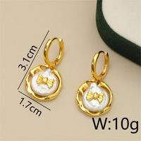 1 Pair Modern Style Simple Style Bow Knot Plating Copper Freshwater Pearl 18K Gold Plated Drop Earrings sku image 1