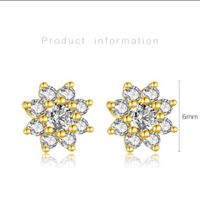 1 Pair Simple Style Shiny Flower Inlay Sterling Silver Zircon 18K Gold Plated Ear Studs main image 2