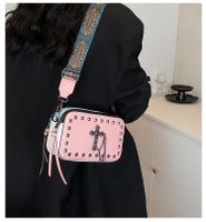 Women's Medium Pu Leather Cross Streetwear Rivet Zipper Square Bag main image 3