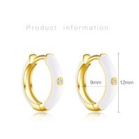 1 Pair Simple Style Round Epoxy Inlay Sterling Silver Zircon 18K Gold Plated Earrings main image 2