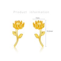 1 Pair Retro Sweet Flower Sterling Silver 18K Gold Plated Ear Studs main image 2